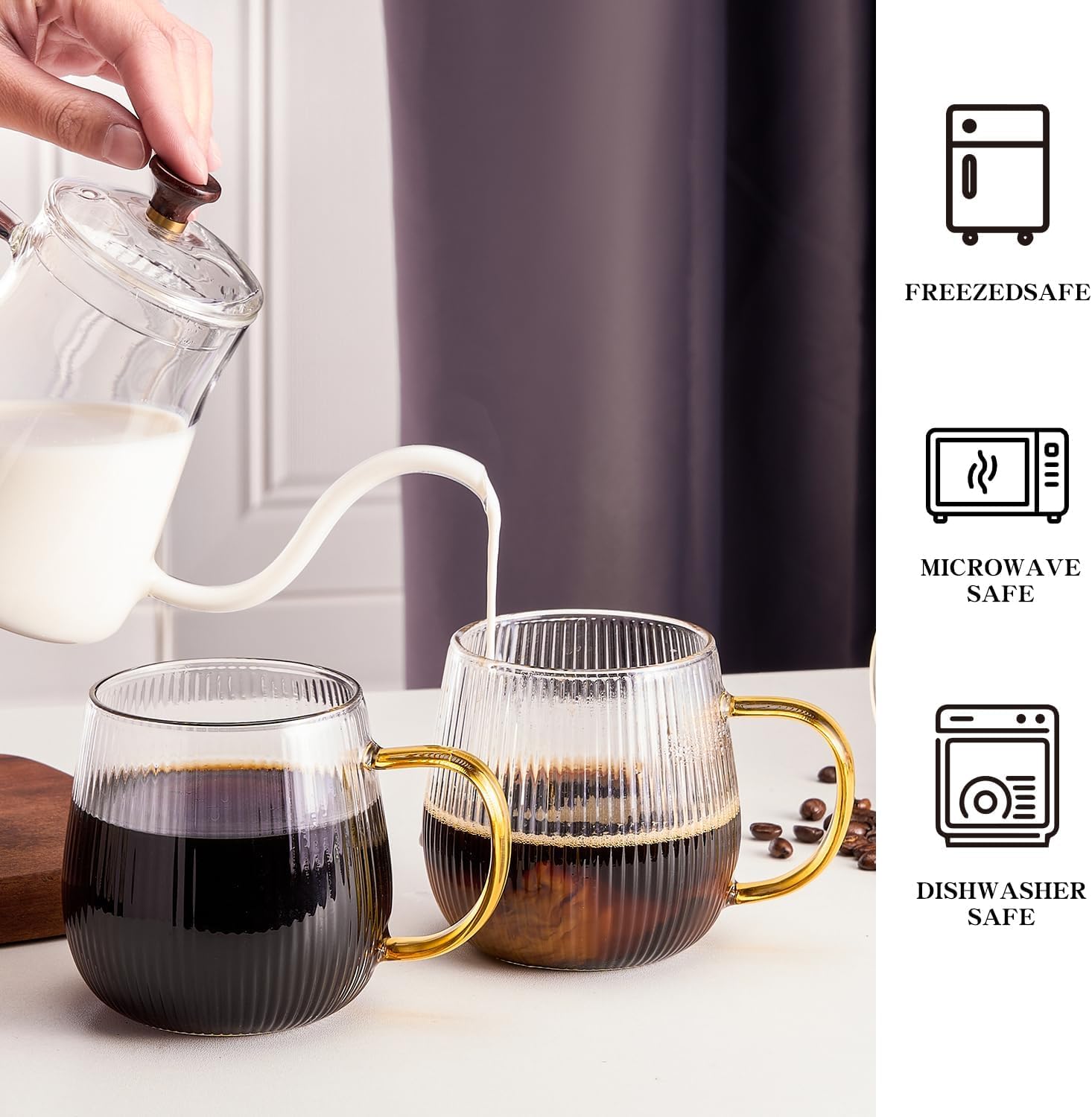 Amazon.co.jp: GLASKEY ホウケイ酸ガラス コーヒーカップ 2パック